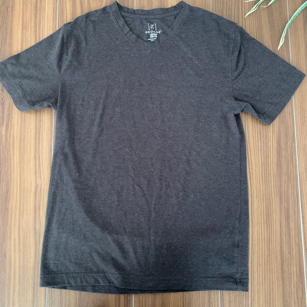 George Solid Grey X-Small (30-32) Short Sleeve Men's V-Neck T-Shirt